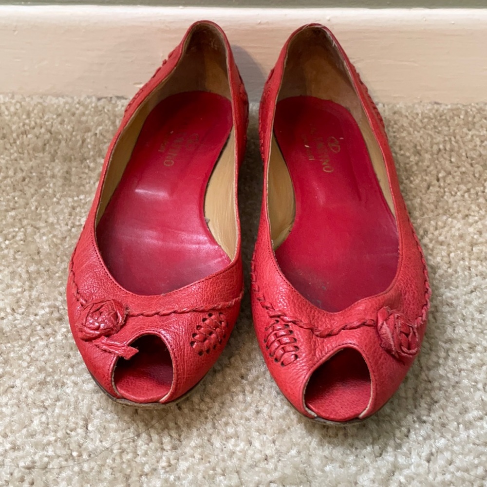 Valentino peep toe flats, size 37